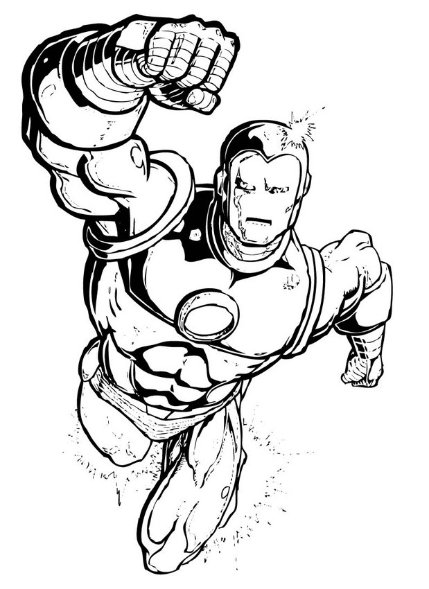 Iron Man flying coloring page