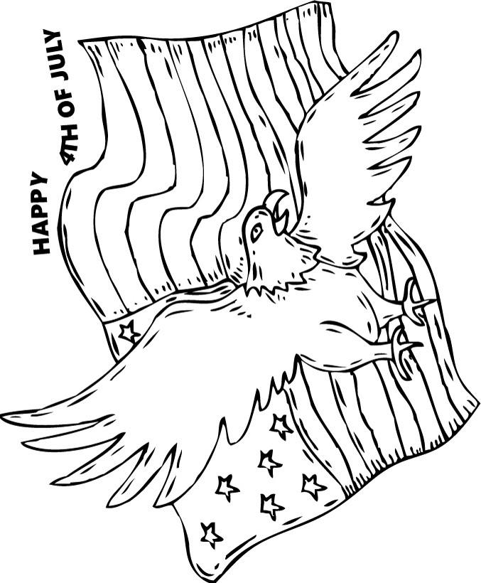 Bald eagle and US flag