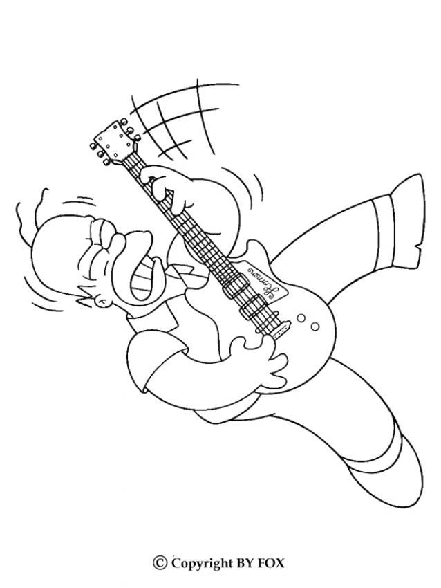 Homer playing the guitar - HOMER coloring pages : hellokids.com