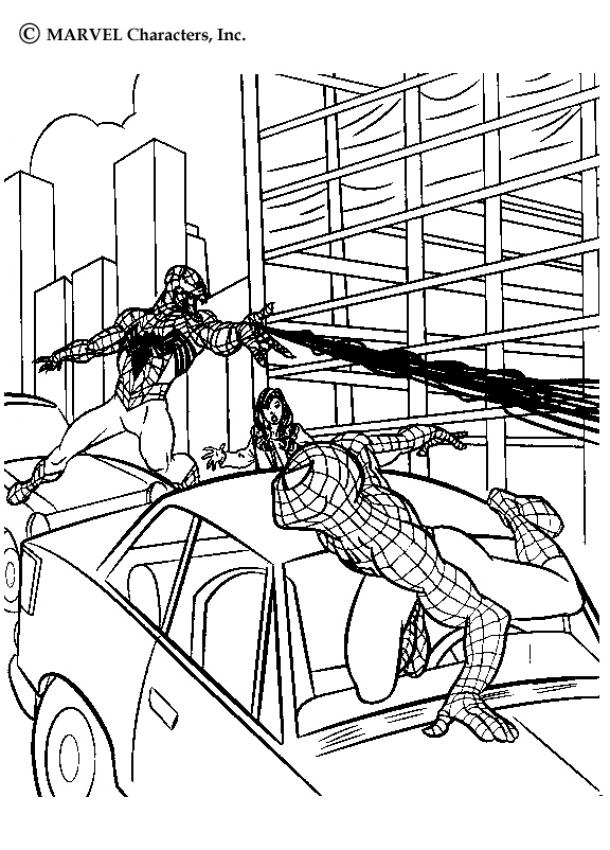 Venom fighting a duel with Spiderman - SPIDERMAN coloring pages : hellokids. 