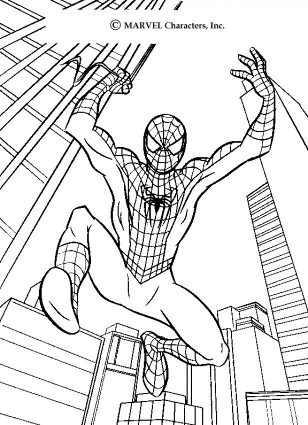 Spiderman's big jump coloring pages - Hellokids.com