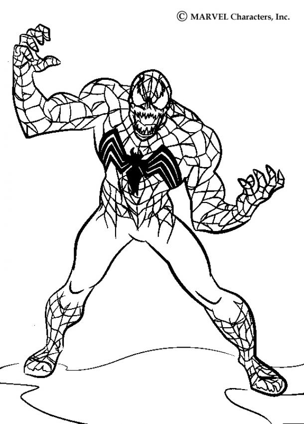 Venom ready to attack coloring pages - Hellokids.com