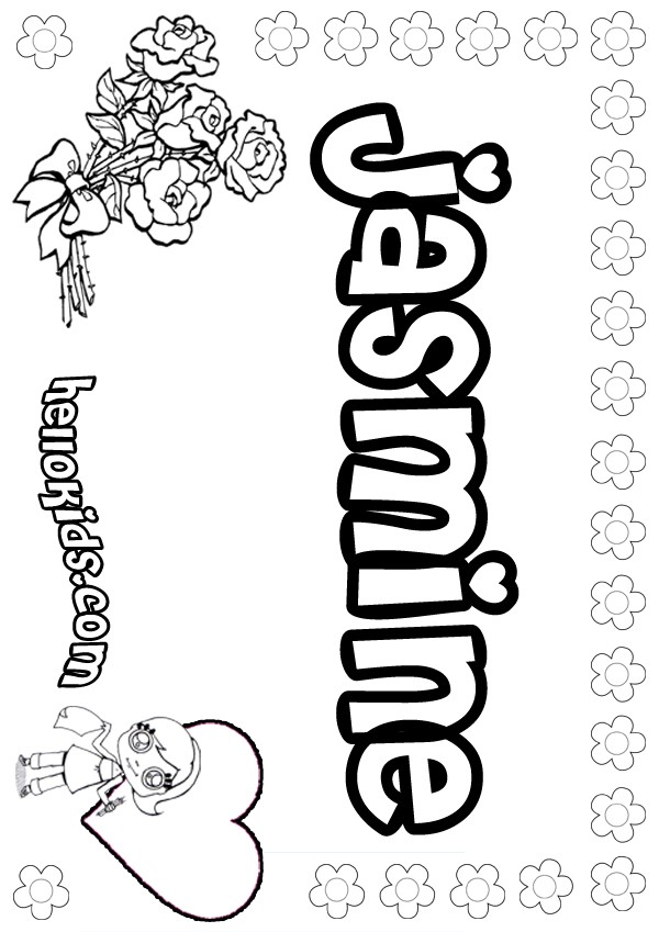 girls name coloring pages, Jasmine girly name to color