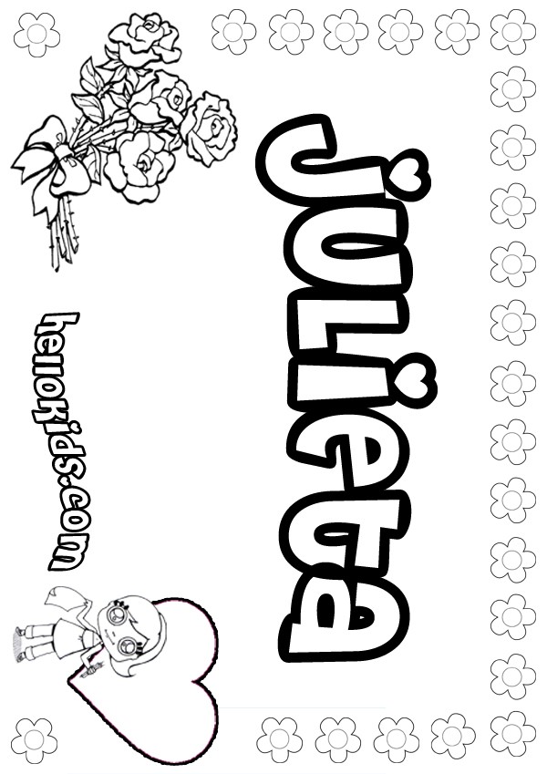 girls name coloring pages, Julieta girly name to color