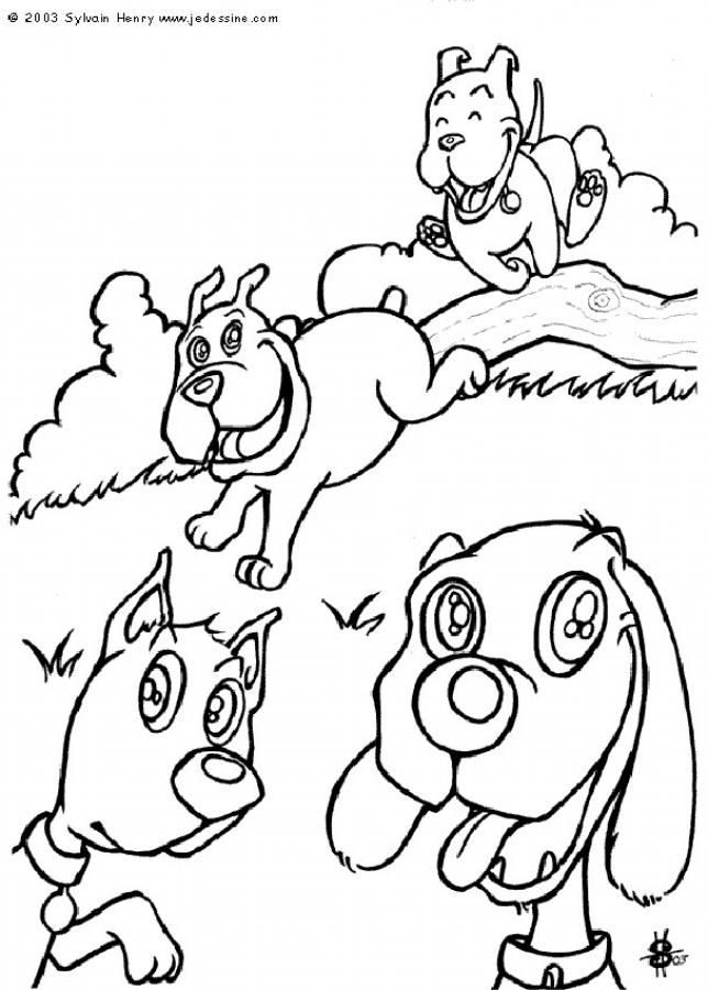 DOG coloring pages - Dogs are playing