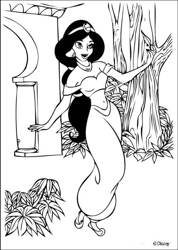 Dancing princess Jasmine coloring page
