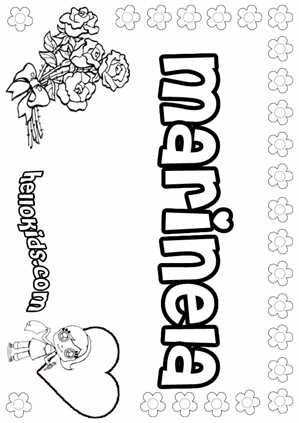 coloring pages for girls names. marinela-girl-name
