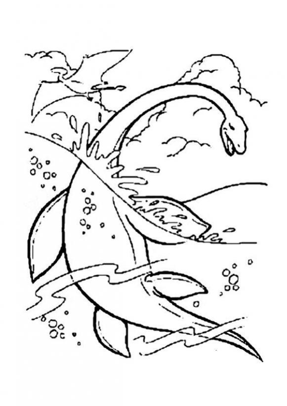 Other prehistoric animal coloring pages - Dinosaurs in water
