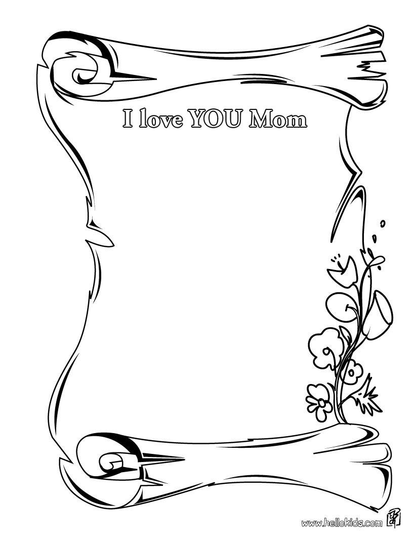 Mother's Day certificates coloring pages - Dear Mom