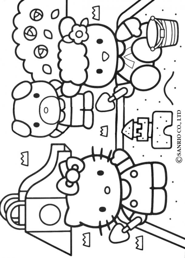 hello kitty colouring pages free.  free coloring pages for preschoolers. hello-kitty-building-a-sand-castle