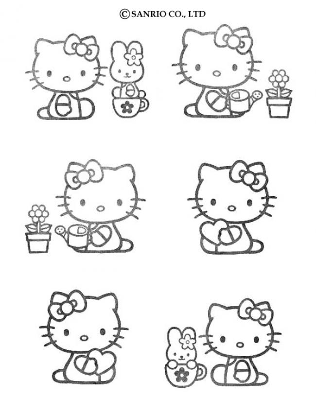 coloring pages for girls hello kitty. Hello Kitty gardening coloring