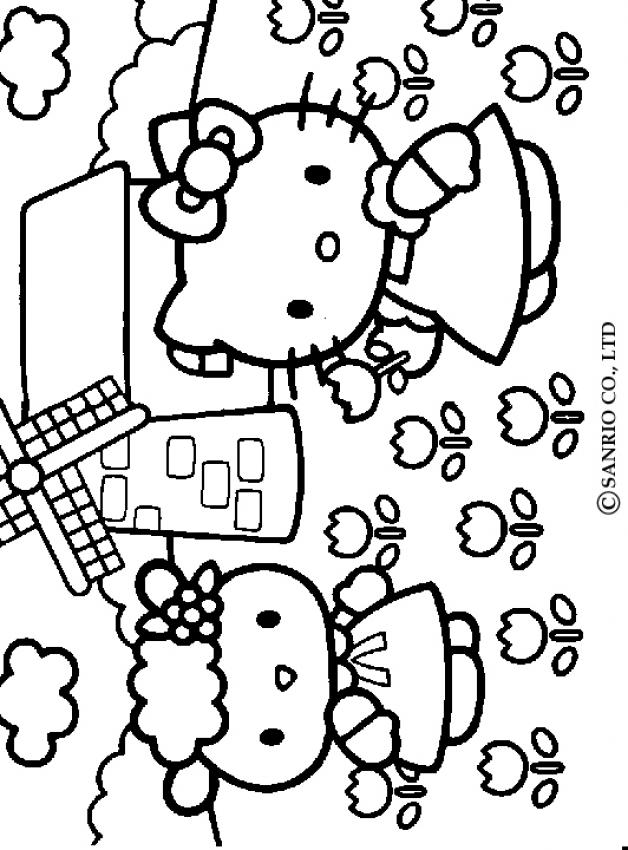  of free coloring pages for preschoolers. hello-kitty-picking-the-flowers