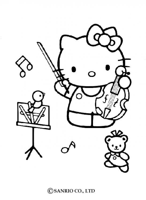 Hello Kitty Colouring Pages. hello-kitty-playing-the-violin