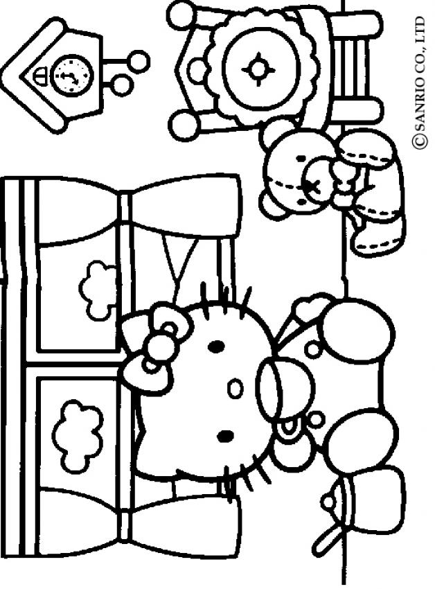 Free Coloring Pages Hello Kitty. hello-kitty-tea-time