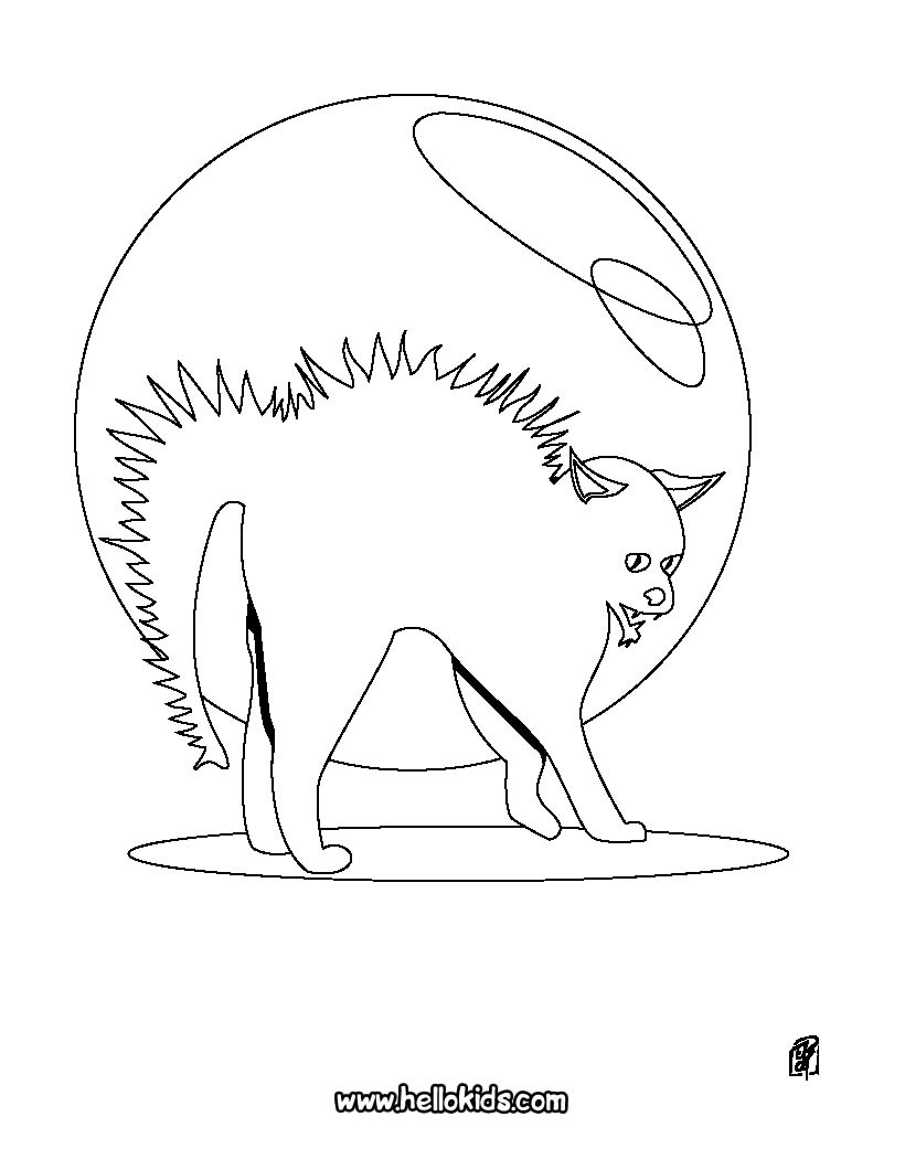 halloween black cat coloring pages for kids - photo #48