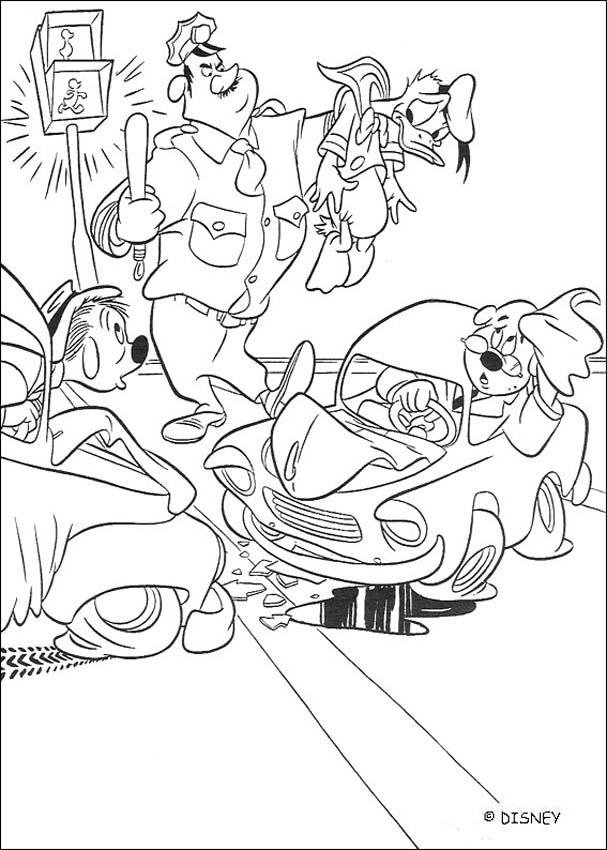 Donald Duck coloring pages  Donald Duck39;s car accident