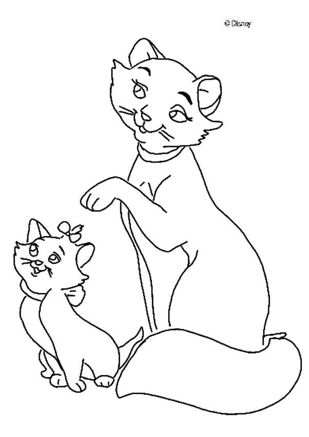 The mother cat and her kittens - The Aristocats coloring pages : hellokids. 