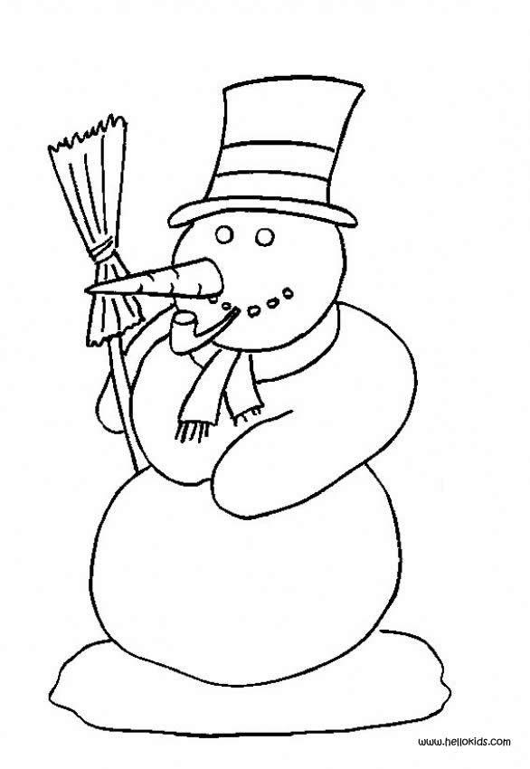 snowman hat coloring page. Snowman Coloring Pages Color
