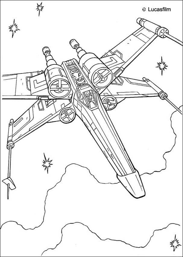X-wing fighter of Luke Skywalker - STAR WARS SPACESHIP coloring pages 