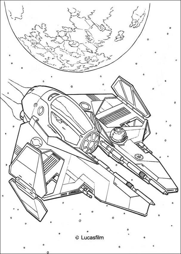 Spaceship of Anakin - STAR WARS SPACESHIP coloring pages : hellokids.com