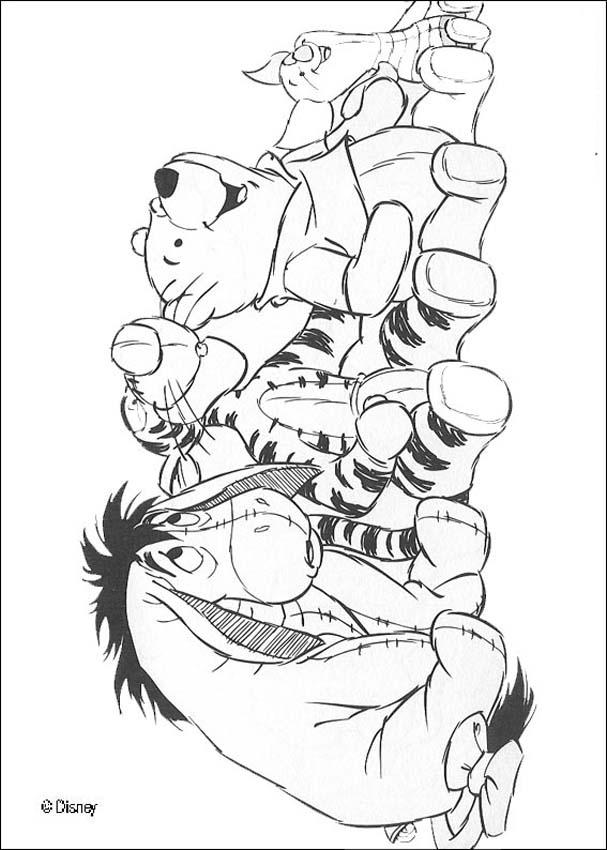 Winnie's friends: Piglet, Eeyore and Tigger - Winnie The Pooh coloring pages 